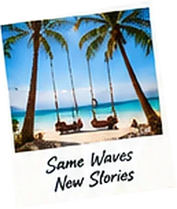 Polaroid of palm-tree swings on a beach: Same waves, new stories